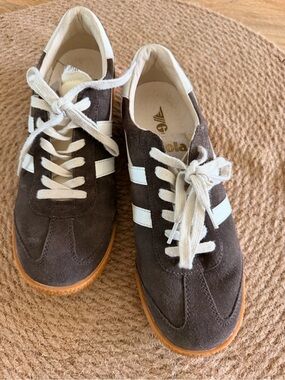 Gola Brown Suede Sneakers with White Stripes